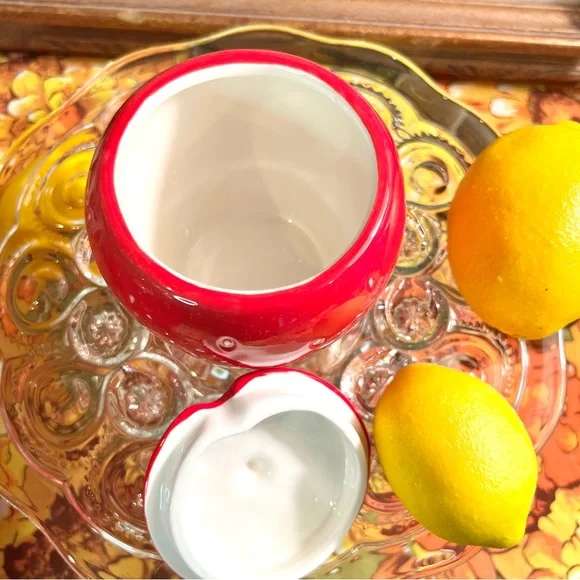 NEW! Transpac Ceramic Red Spring Strawberry 🍓 Covered Sugar Honey Jar - Picture 4 of 7